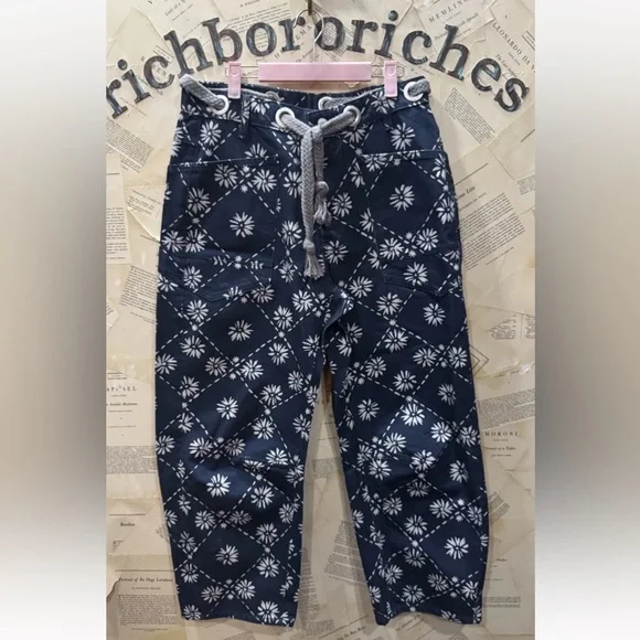 We The Free Moxie Printed Low Slung Barrel Jeans Wallpaper Geo Blue White - Picture 7 of 7